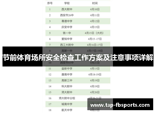 节前体育场所安全检查工作方案及注意事项详解